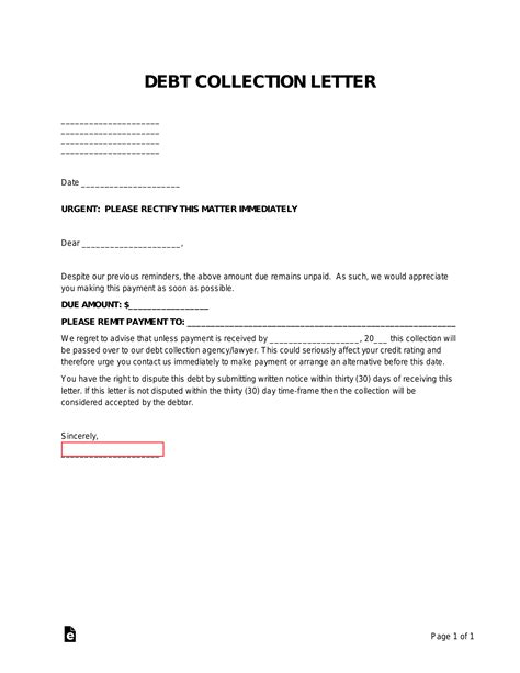 Debt Collector Letter Template