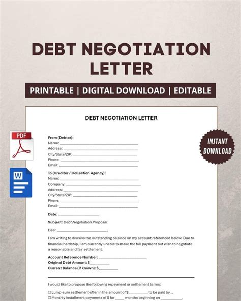 Debt Negotiation Letter Template