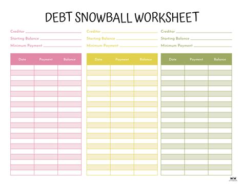 Debt Snowball Spreadsheet Printable