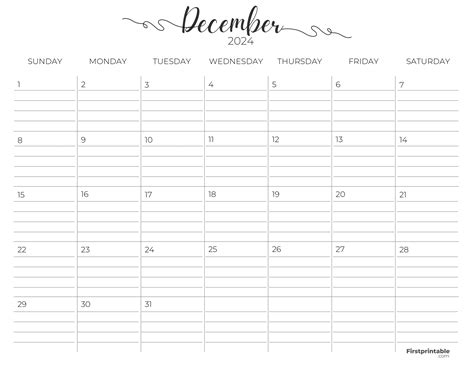December Printable Schedule