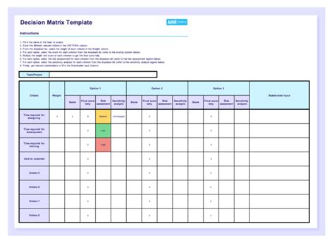 Decision Matrix Template Excel