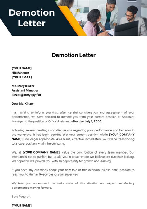Demotion Letter Template