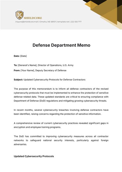 Department Of Defense Memo Template
