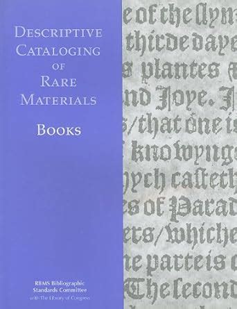 Descriptive Cataloging Of Rare Materials Books