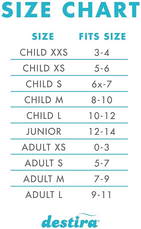 Destira Leotard Size Chart