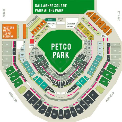 Detailed Petco Park Seating Chart