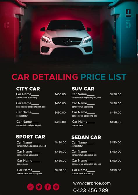Detailing Price List Template