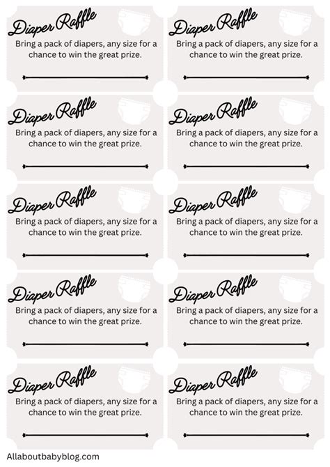 Diaper Raffle Tickets Printable