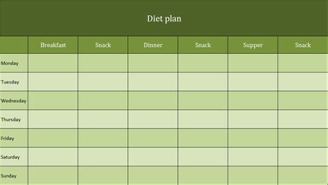 Diet Plan Excel Template