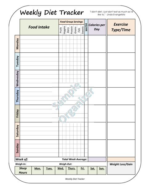 Diet Tracker Printable