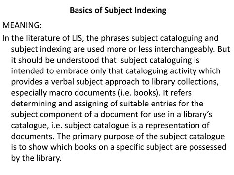 Difference Between Subject Catalogue And Subject Indexing