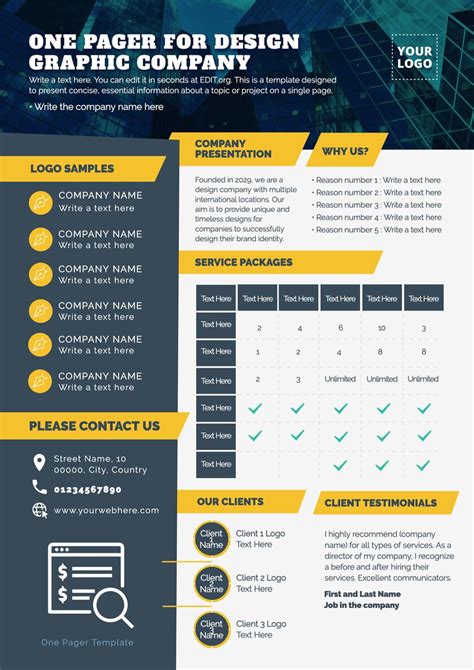 Digital One Pager Template Free