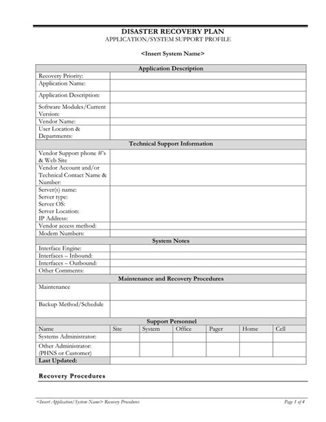 Disaster Recovery Plan Template Word