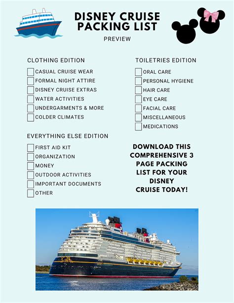 Disney Cruise Packing List Printable