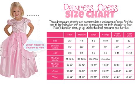 Disney Dress Shop Size Chart