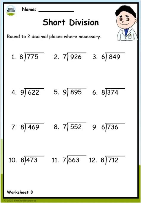 Division Math 5th Grade Free Printable Sheets