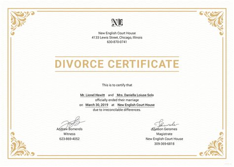 Divorce Certificate Template