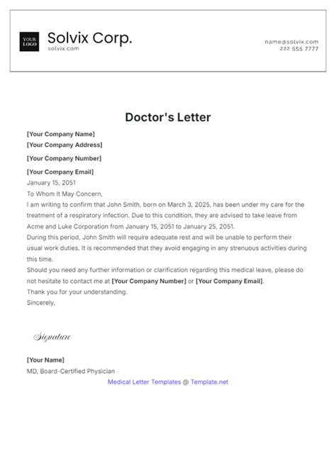 Doctor Letter Template