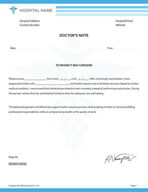 Doctor Note Template