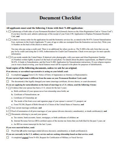 Document Checklist Template