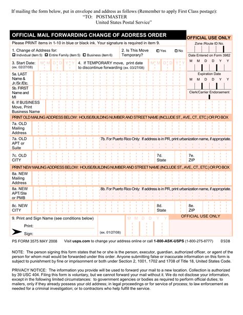 Does Postal Service Have A Change Of Address Form Printable