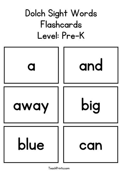 Dolch Sight Word Flashcards Printable