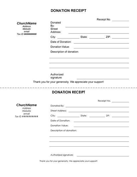 Donation Receipt Template Free