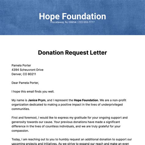 Donation Request Letter Template Word