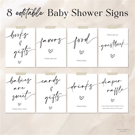 Downloadable Free Printable Baby Shower Table Signs