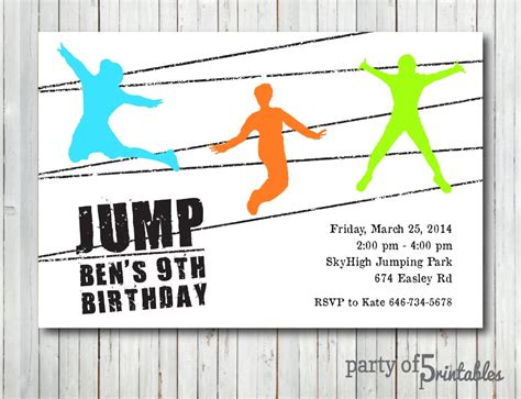 Downloadable Free Printable Trampoline Birthday Party Invitations