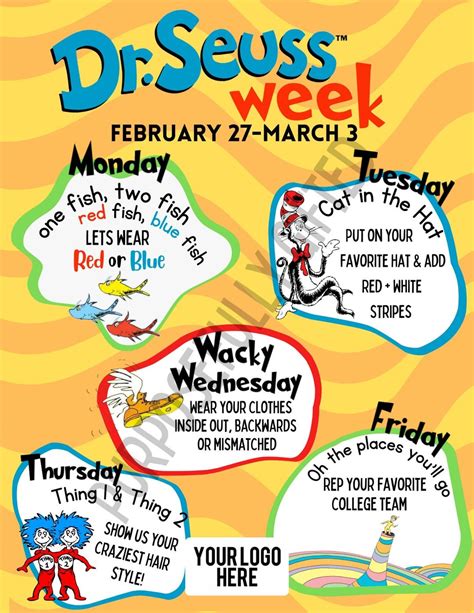 Dr Seuss Spirit Week Template