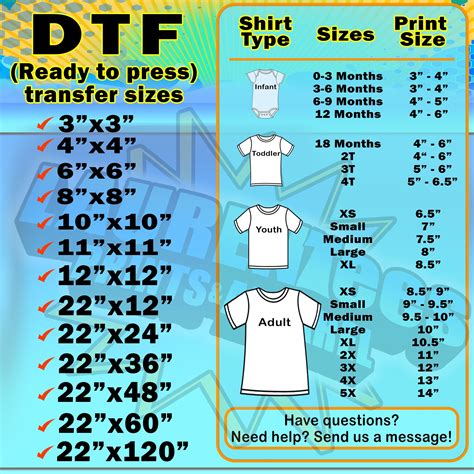 Dtf Image Size Chart