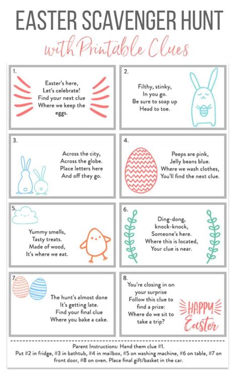 Easter Basket Scavenger Hunt Printables