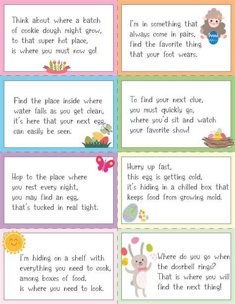 Easter Egg Hunt Riddles For Around The House Printable