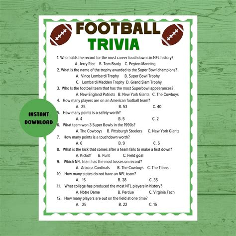 Easy Football Trivia Questions And Answers Printable