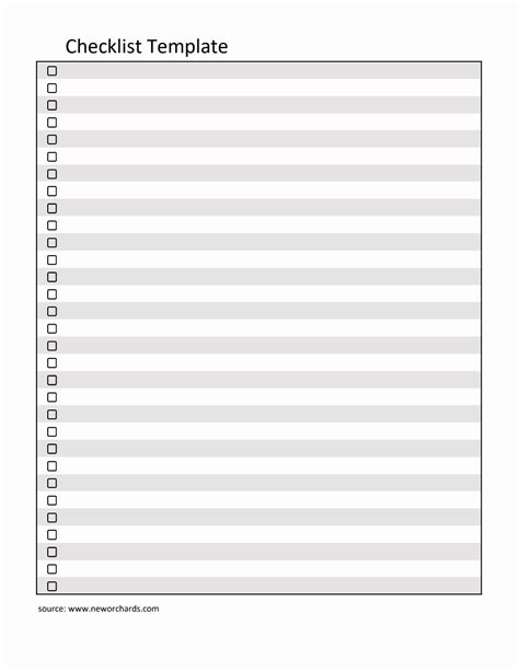 Editable Checklist Template