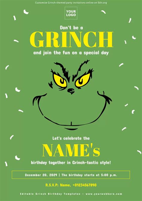Editable Grinch Invitation Template