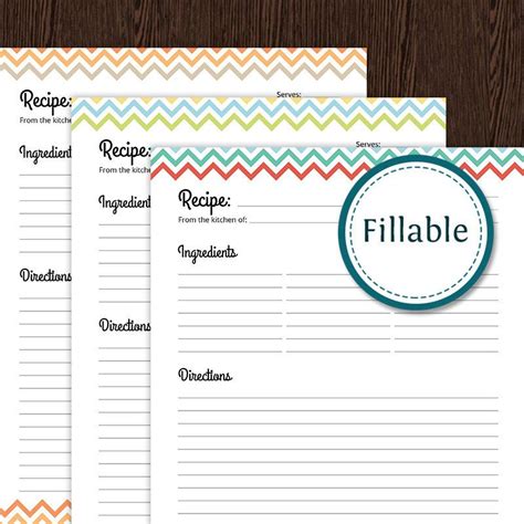Editable Recipe Template