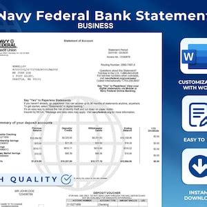 Editable Template Fake Navy Federal Bank Statement