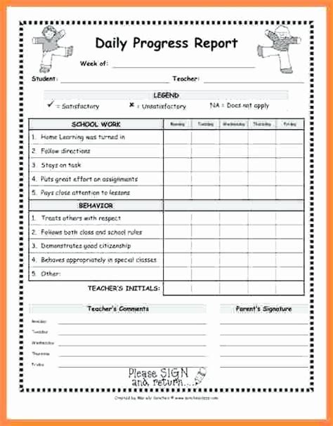 Elementary Progress Report Template