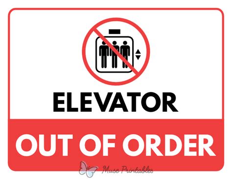 Elevator Out Of Order Sign Printable