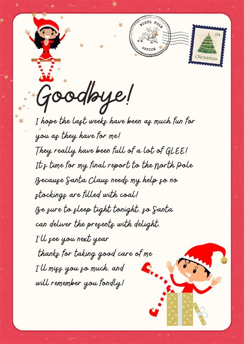 Elf On The Shelf Goodbye Letter Free Printable