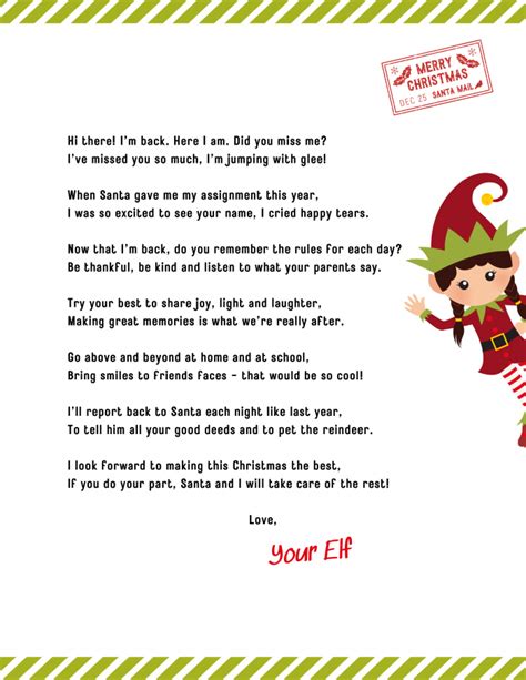 Elf On The Shelf Return Letter Free Printable