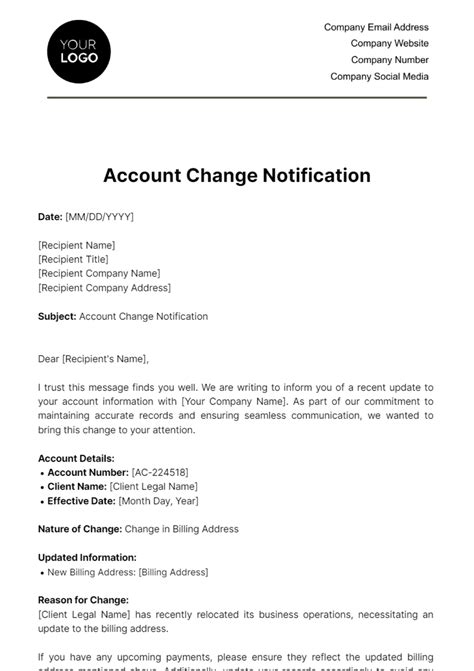 Email Change Notification Template
