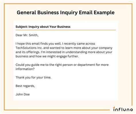 Email Template For Inquiry