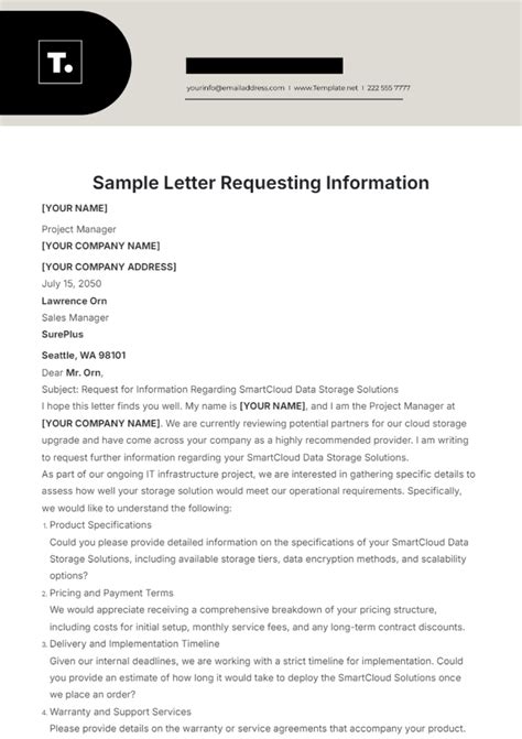 Email Template Requesting Information