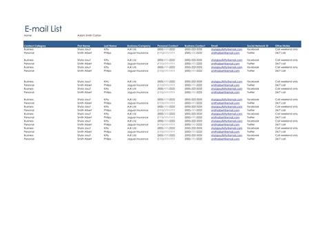 Emailing List Template