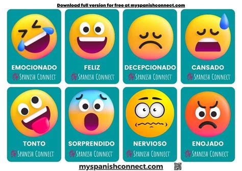 Emotions Printable For Kids For Spanish Class