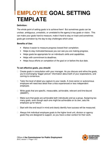 Employee Goal Setting Template