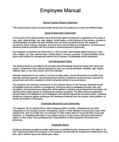 Employee Policy Manual Template